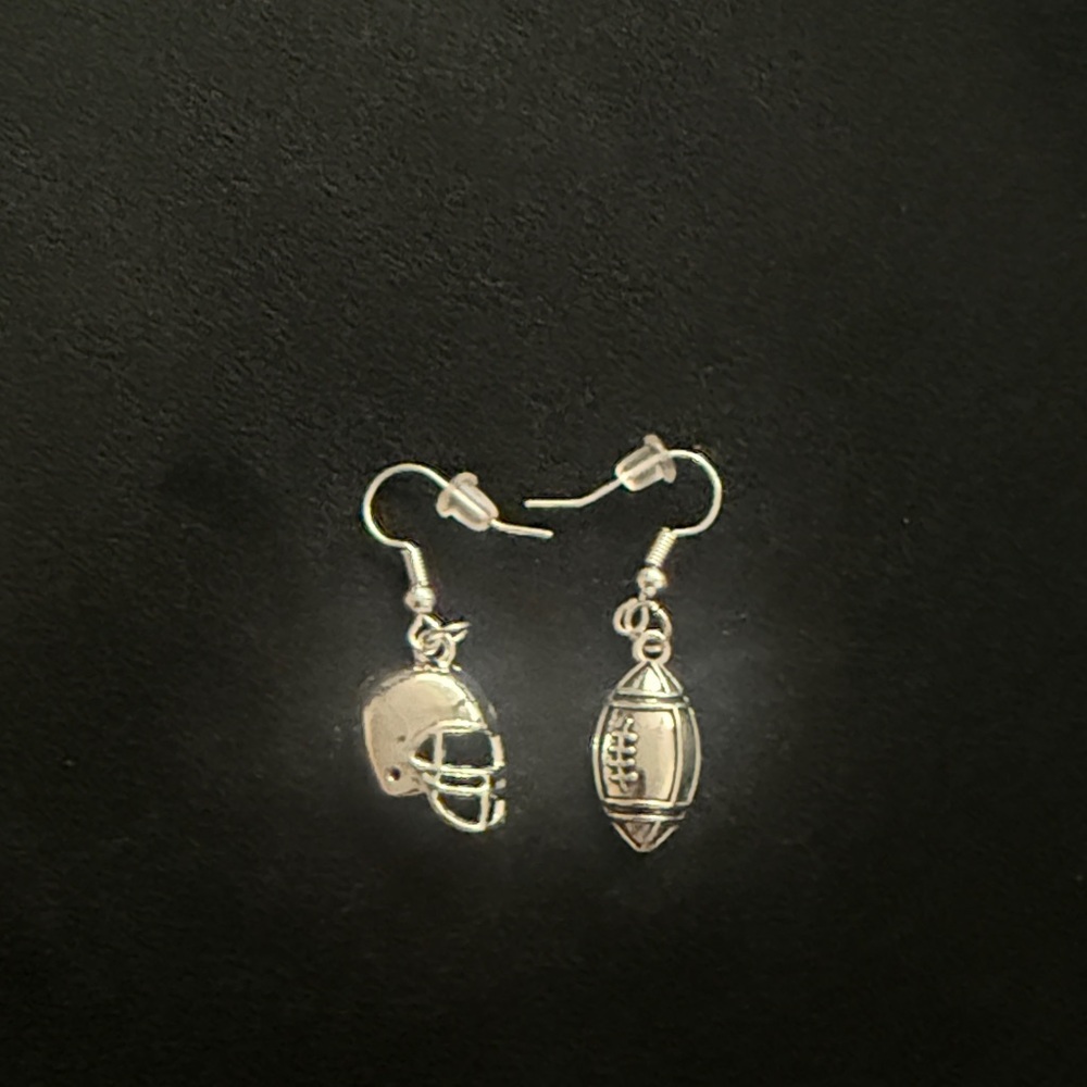 Silver Football Helmet Earrings